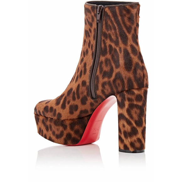 Christian Louboutin Protoboot 110 Black Leopard Platform Heel Bootie 35.5 - Picture 7 of 11